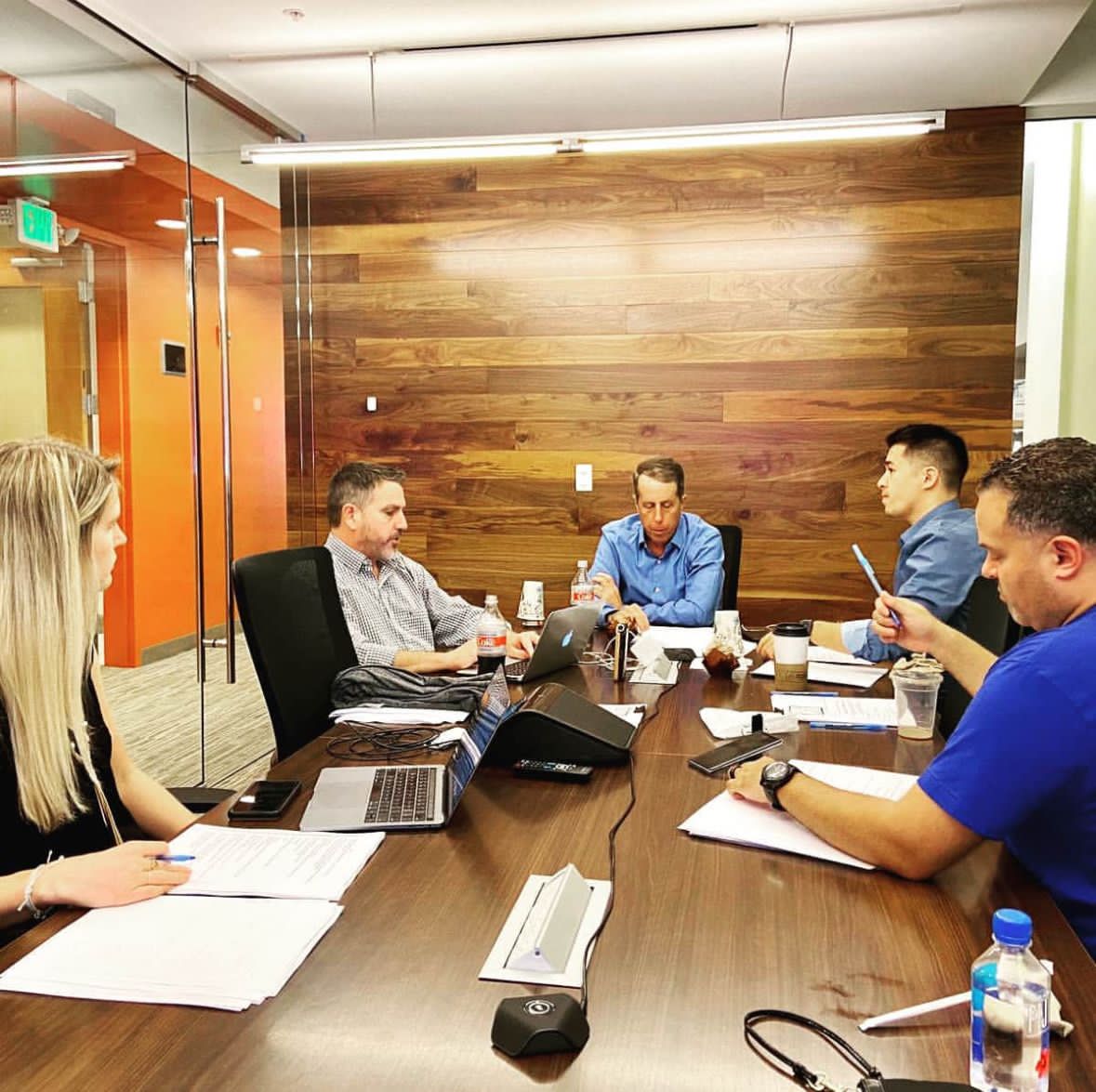 Business professionals discussing loan options